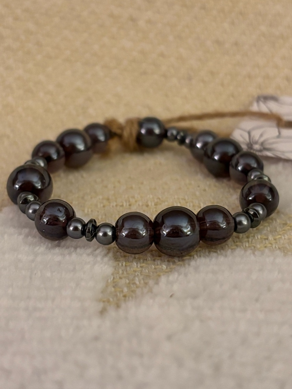 Elegant Dark Gray Pearl Beaded Bracelet
